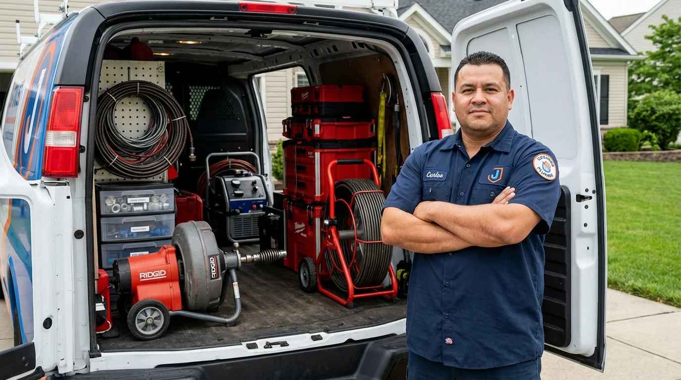Professional drain cleaning equipment and Johns Plumbing LLC plumber in Anahuac