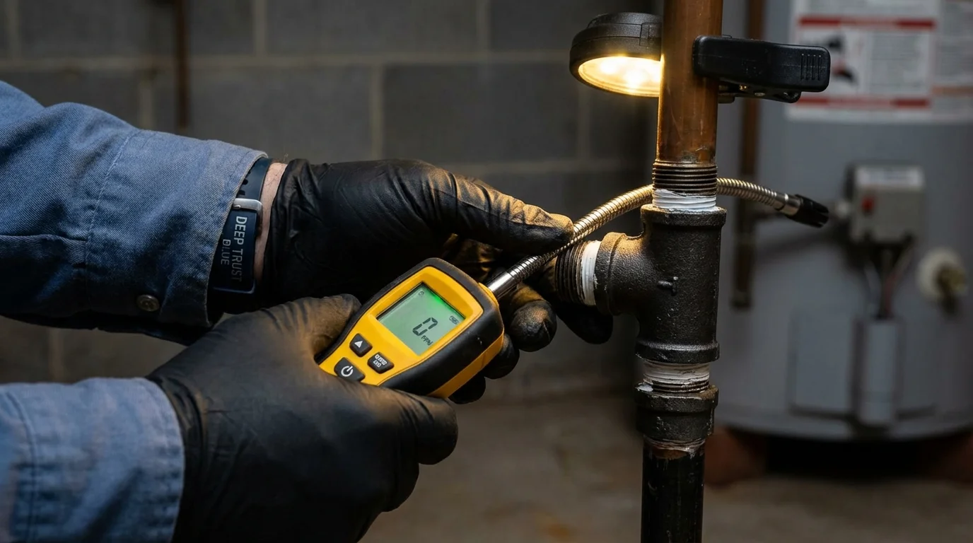 Gas leak detection with electronic sniffer by Johns Plumbing LLC in Anahuac