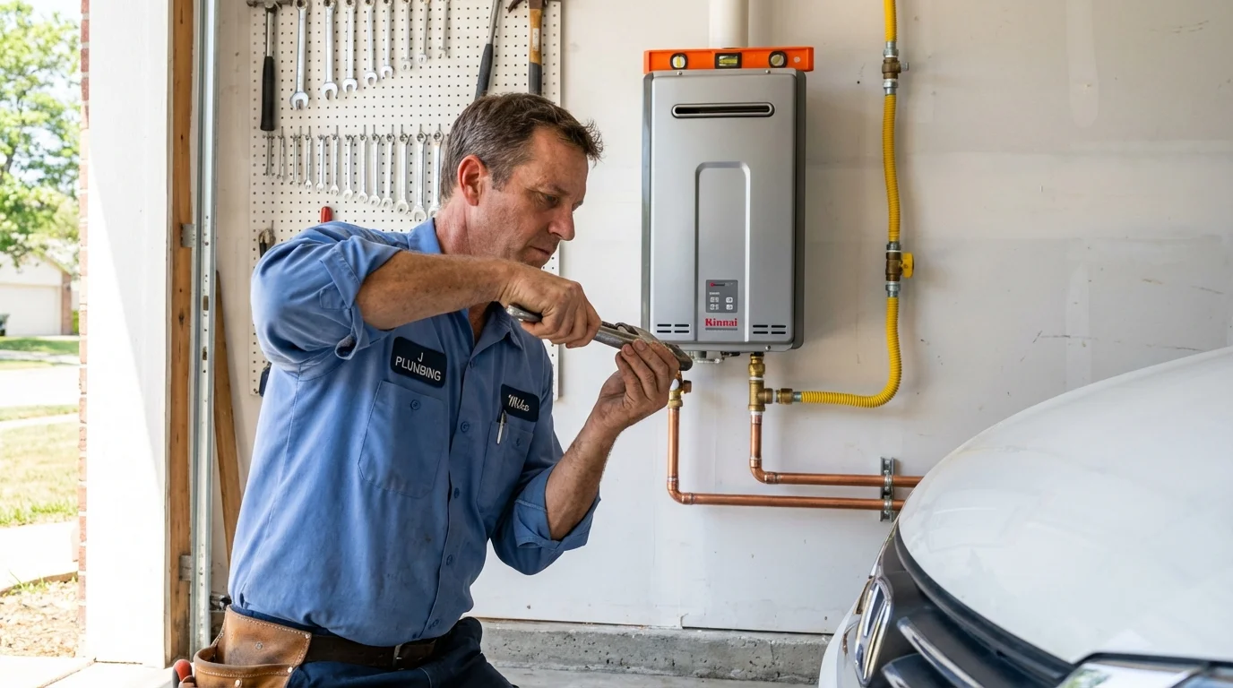 Tankless water heater installation by a Johns Plumbing LLC plumber in Anahuac